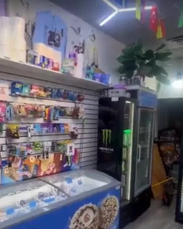 Ice cream freezer, candy wall and energy drink cooler